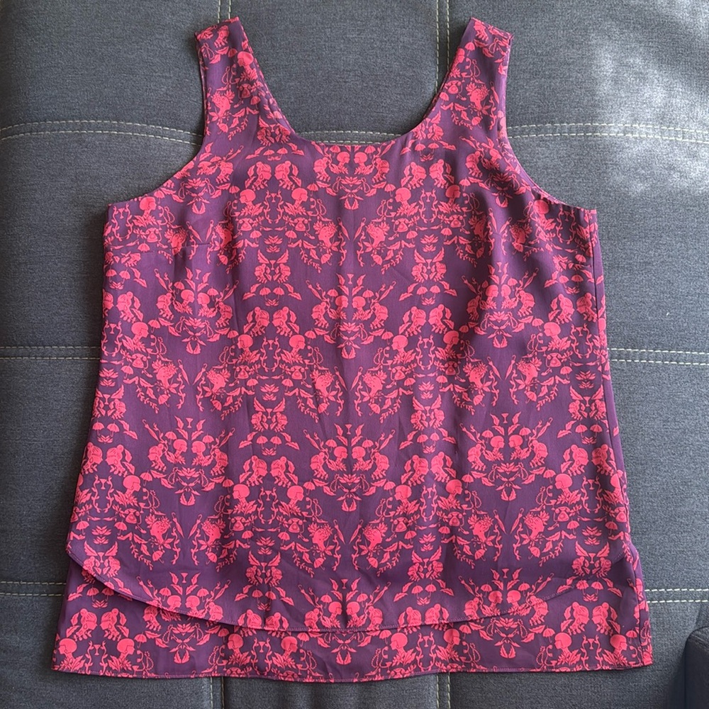 cabi Printed Sleeveless Scoop Neck Top Large